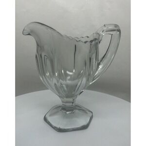 Vintage‎ Pressed Glass Creamer 4.5" Tall Pretty Scalloped Handle Small